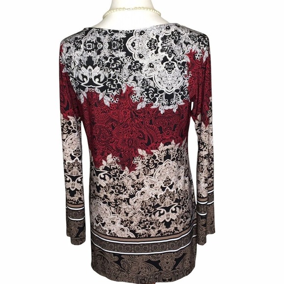 Coco Bianco Tunic Top Women's M Boho Floral Blouse Bell Sleeve Romantic - Picture 2 of 9